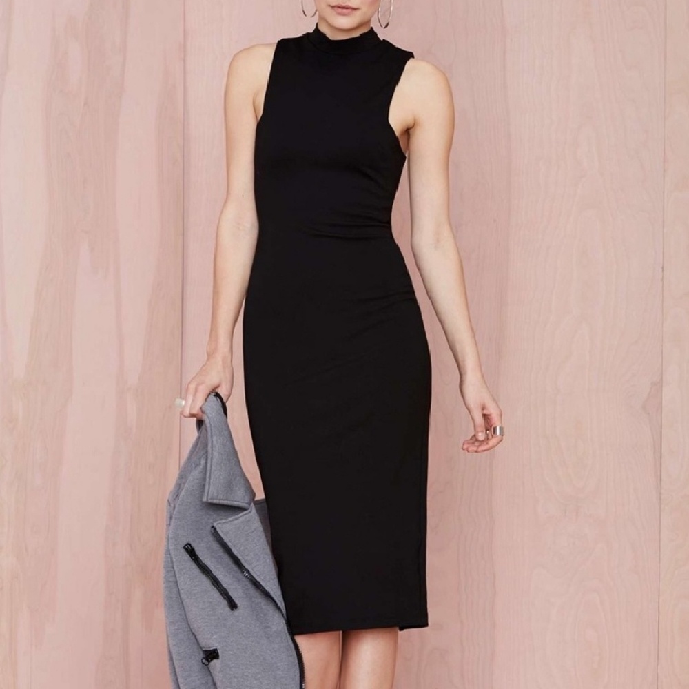 Nasty Gal zip back black dress